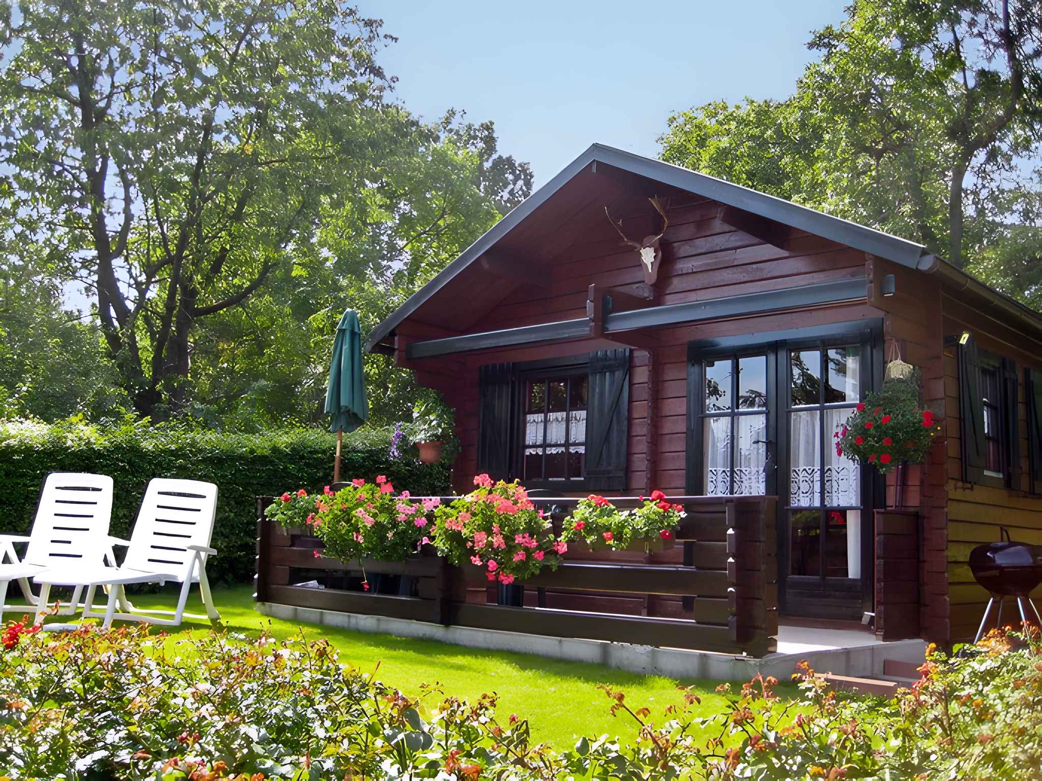 Hütte mit Terrasse und Garten